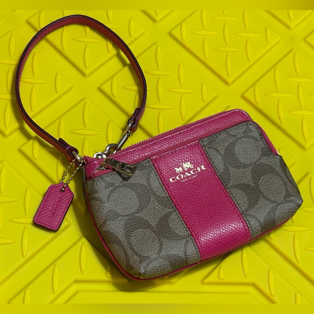 Coach Fuchsia and Gray Wristlet